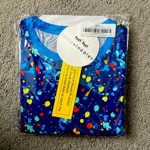 Little Sleepies Limited Edition Blue Paint Party 2 Piece PJ Set Size 9/10